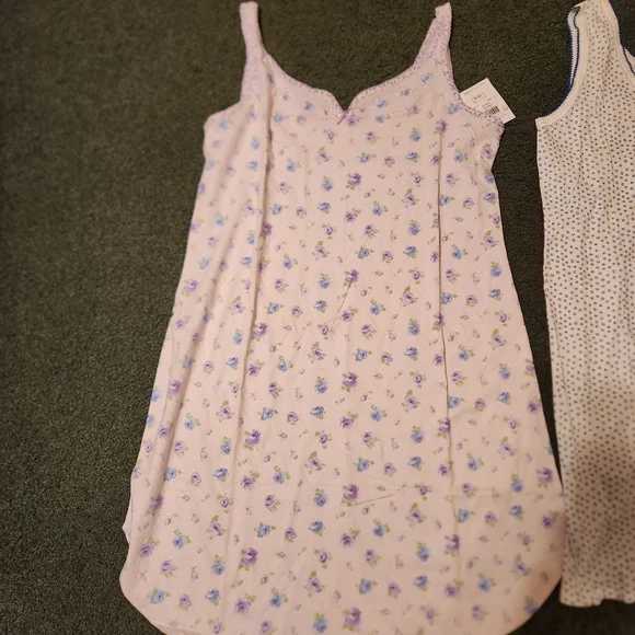 NWT Lot Of 2 Carole Hochman Nightgowns Size M 100% Cotton Tank Sleep Dress Gma - Picture 2 of 11